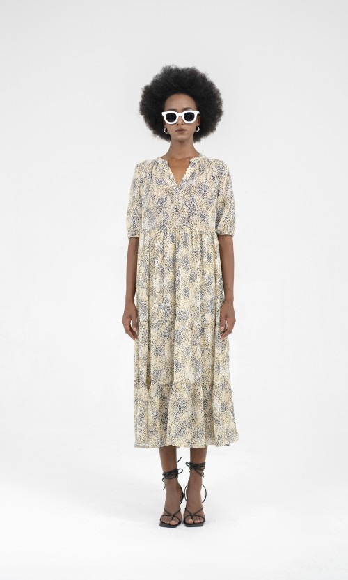 SIXDO Floral Woven Midi Dress